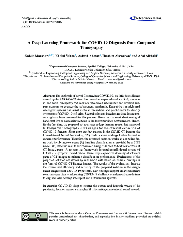 (PDF) A Deep Learning Framework for COVID-19 Diagnosis from Computed ...