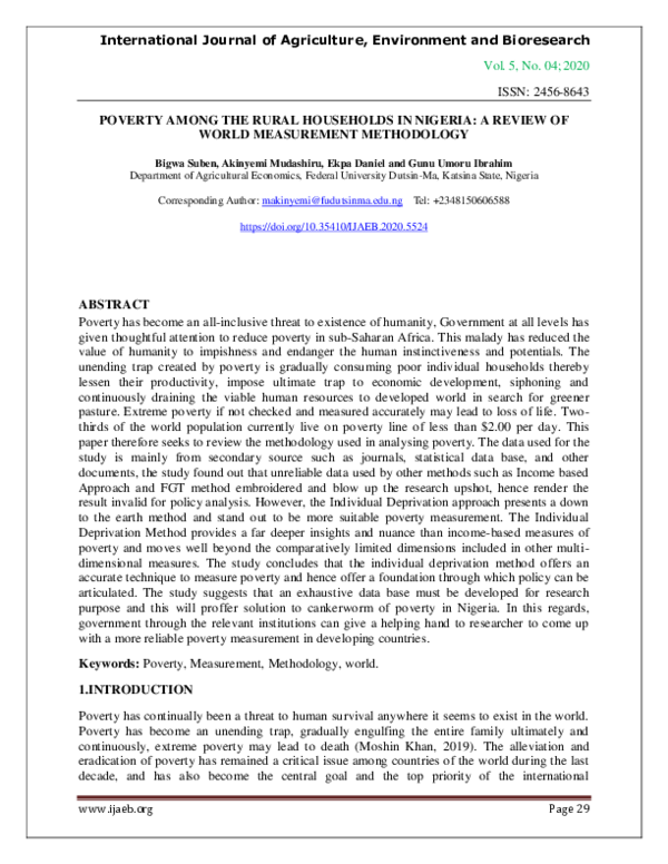 (PDF) Poverty Among the Rural Households in Nigeria: A Review of World ...