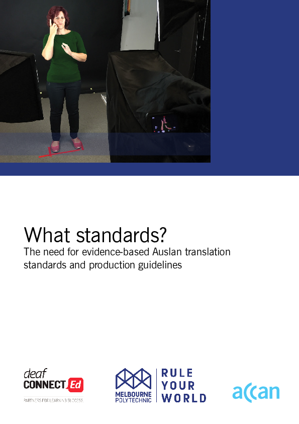 (PDF) What standards?: the need for evidence-based Auslan translation ...