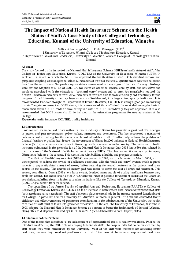 (PDF) The Impact of National Health Insurance Scheme on the Health ...