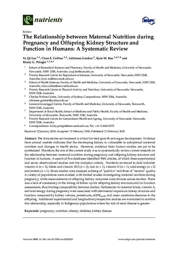 (PDF) The Relationship between Maternal Nutrition during Pregnancy and ...