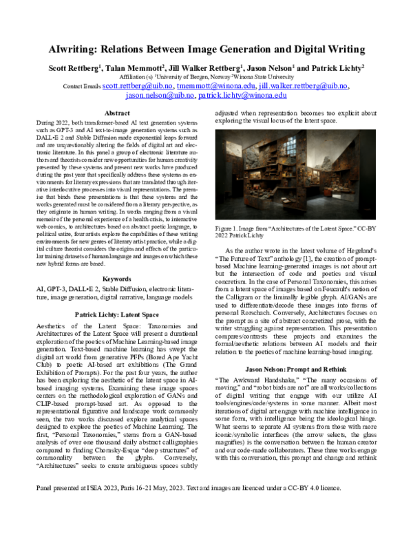 (PDF) AIwriting: Relations Between Image Generation and Digital Writing