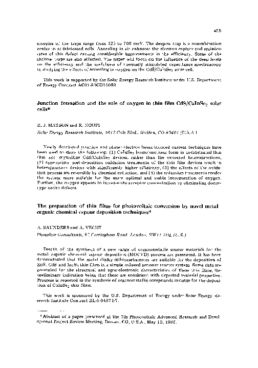 (PDF) The preparation of thin films for photovoltaic conversion by ...