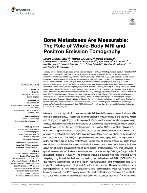 (PDF) Bone Metastases Are Measurable: The Role of Whole-Body MRI and ...