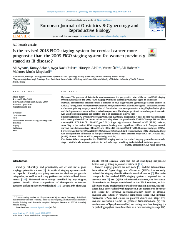 (PDF) Is the revised 2018 FIGO staging system for cervical cancer more ...