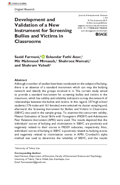 (PDF) Development and validation of a new instrument for the assessment ...