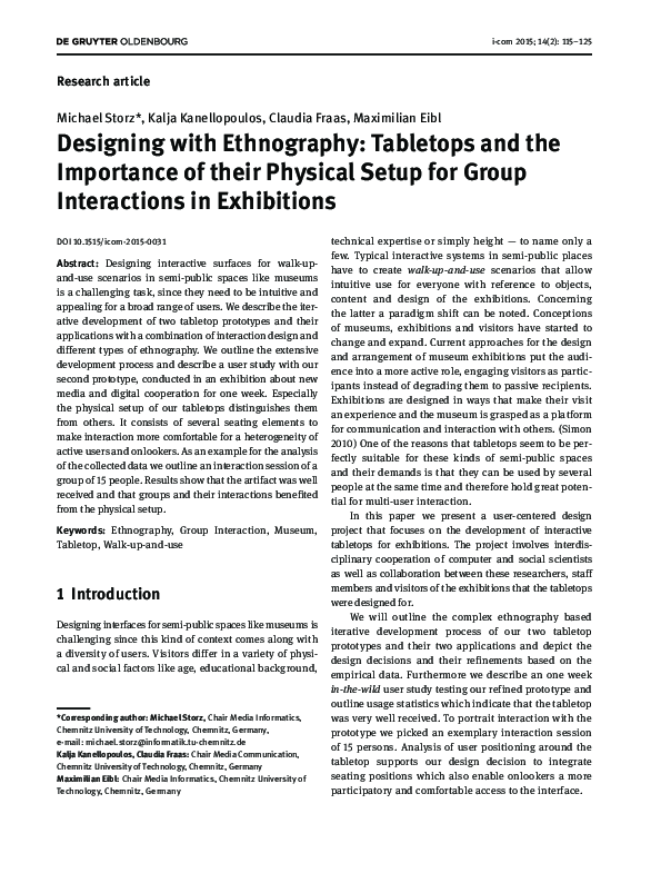 (PDF) Designing with Ethnography: Tabletops and the Importance of their ...