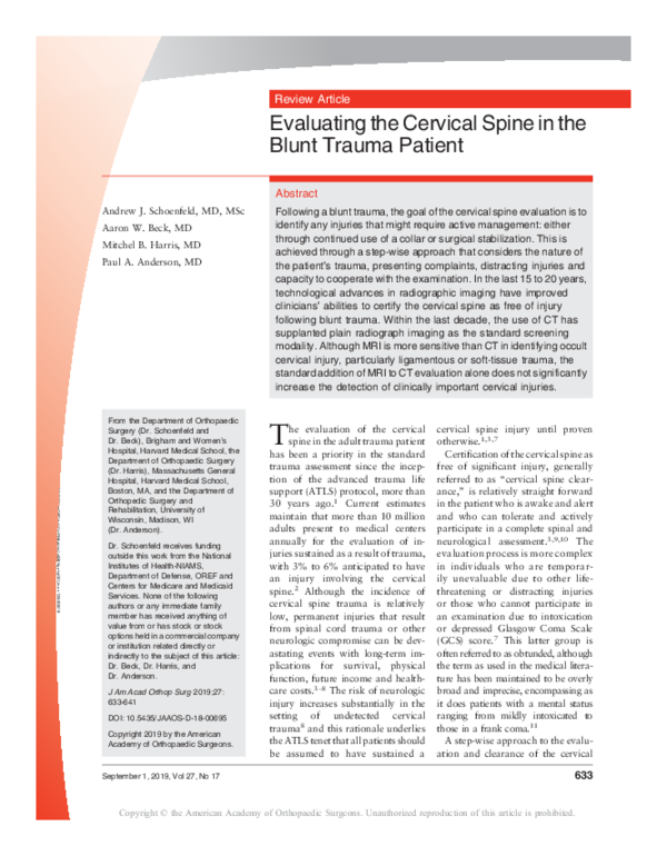 (PDF) Evaluating the Cervical Spine in the Blunt Trauma Patient