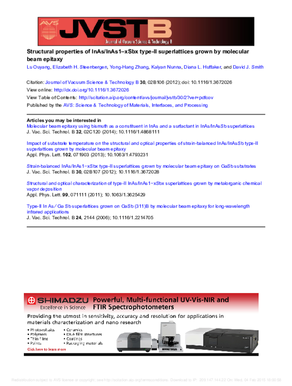 (PDF) Structural properties of InAs/InAs1–xSbx type-II superlattices ...