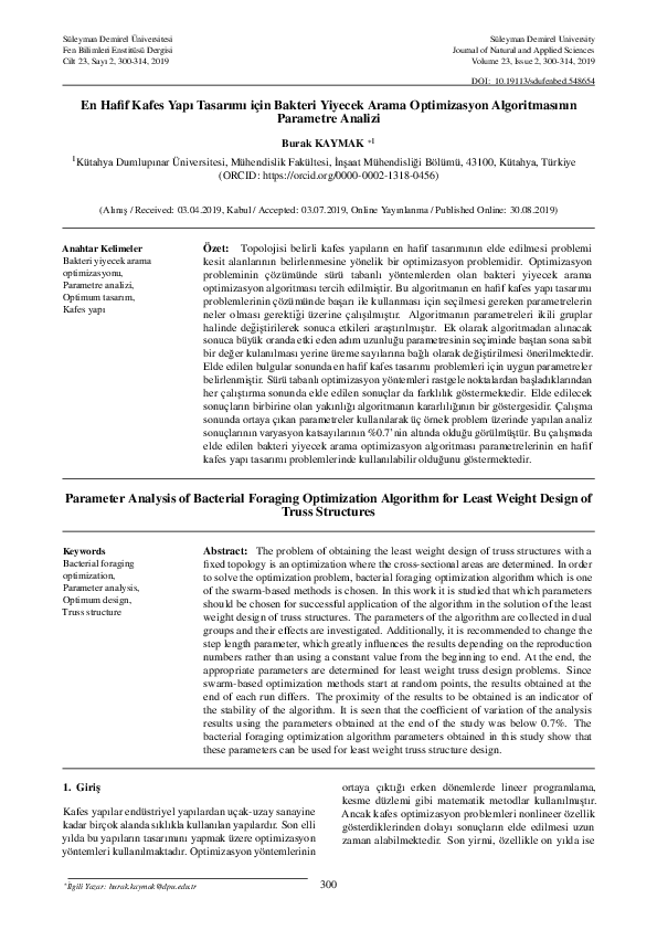 (PDF) Parameter Analysis of Bacterial Foraging Optimization Algorithm ...