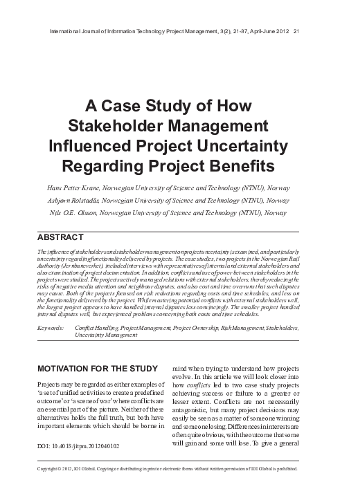 (PDF) A Case Study of How Stakeholder Management Influenced Project ...
