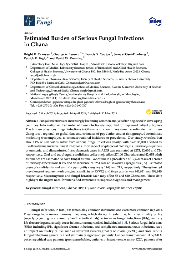 (PDF) Estimated burden of serious fungal infections in Ethiopia