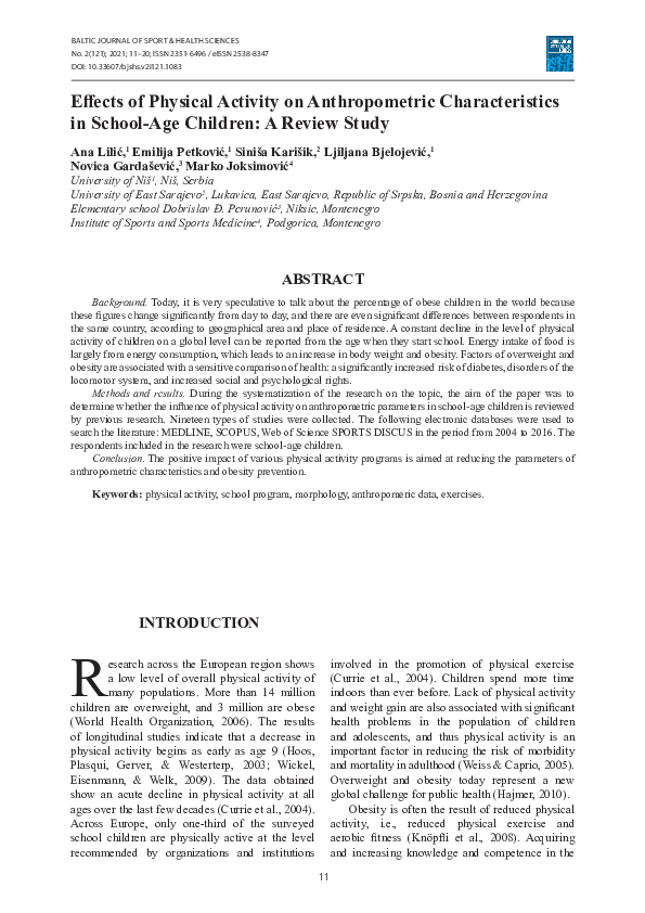 (PDF) Effects of physical activity on anthropometric characteristics in ...
