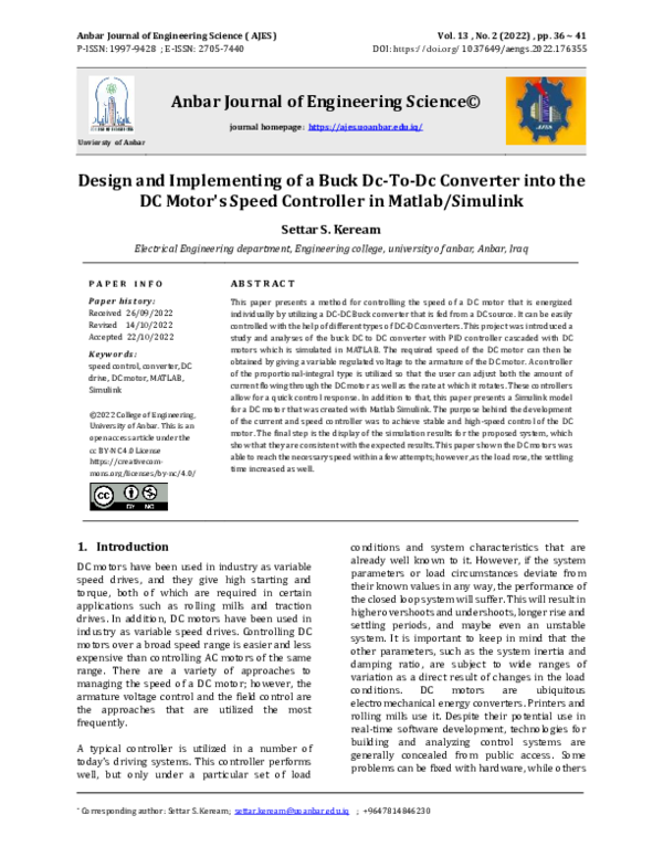 (PDF) Design and Implementing of a Buck Dc-To-Dc Converter into the DC ...