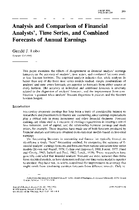 (PDF) Analysis and comparison of financial analysts', time series, and ...