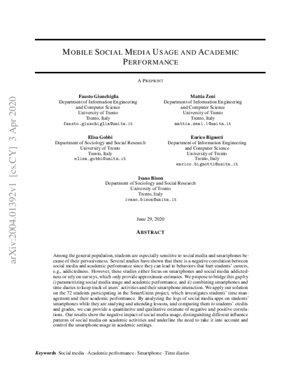 (PDF) Mobile social media usage and academic performance