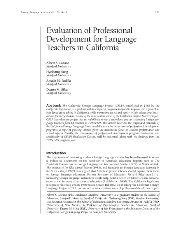 (PDF) Evaluation of Professional Development for Language Teachers in ...