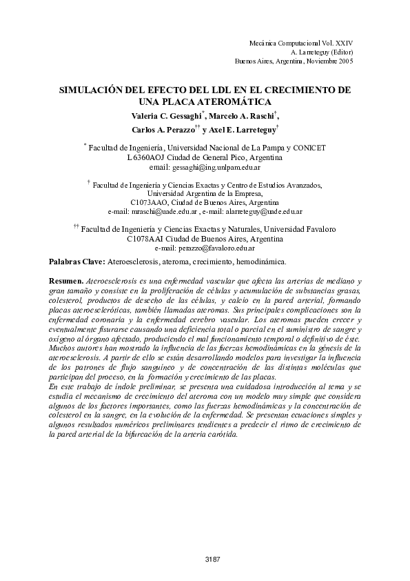 (PDF) Simulación Numérica del LDL en el Crecimiento de una Placa ...