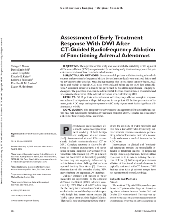 (PDF) Assessment of Early Treatment Response With DWI After CT-Guided ...