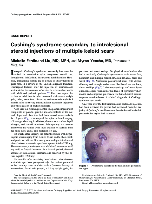 (PDF) Cushing's syndrome secondary to intralesional steroid injections ...