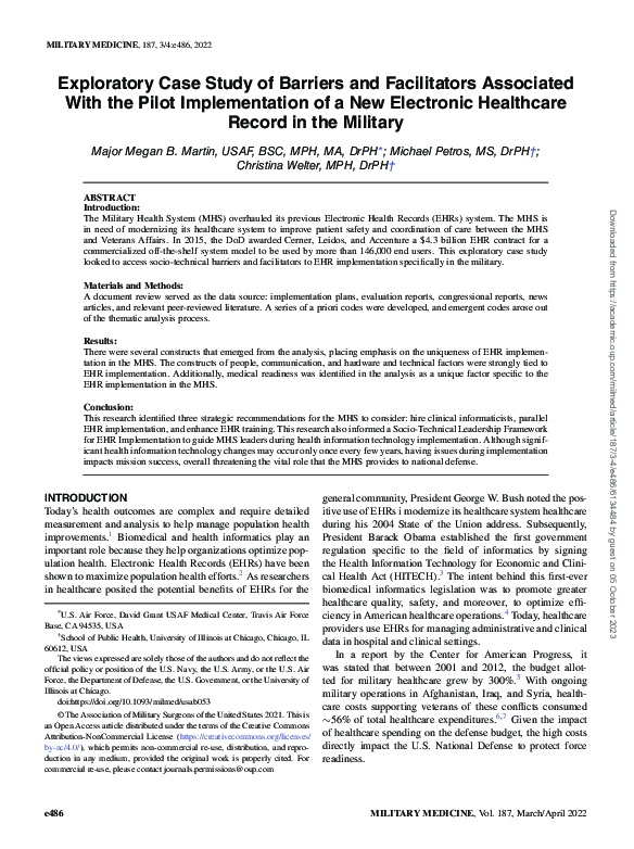 (PDF) Exploratory Case Study of Barriers and Facilitators Associated ...