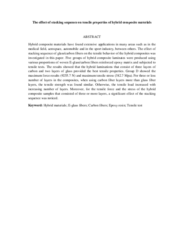 (PDF) The effect of stacking sequence on tensile properties of hybrid ...