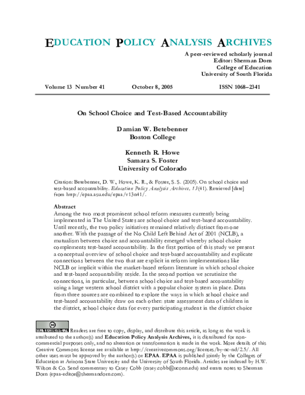 (PDF) EDUCATION POLICY ANALYSIS ARCHIVES A peer reviewed scholarly journal