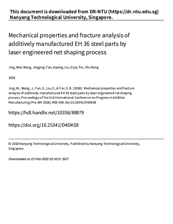 (PDF) Mechanical properties and fracture analysis of additively ...