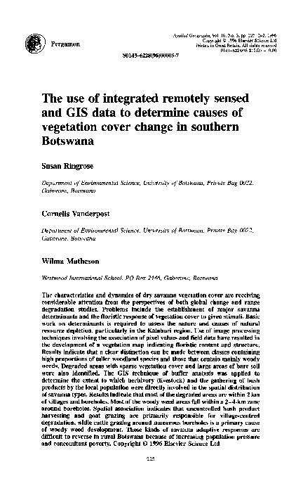 (PDF) The use of integrated remotely sensed and GIS data to determine ...