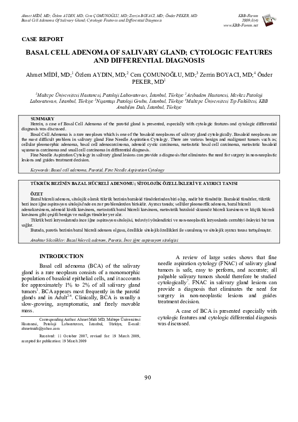 (PDF) Basal Cell Adenoma of Salivary Gland; Cytologic Features and ...