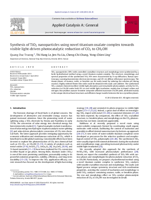 (PDF) Synthesis of TiO2 nanoparticles using novel titanium oxalate ...