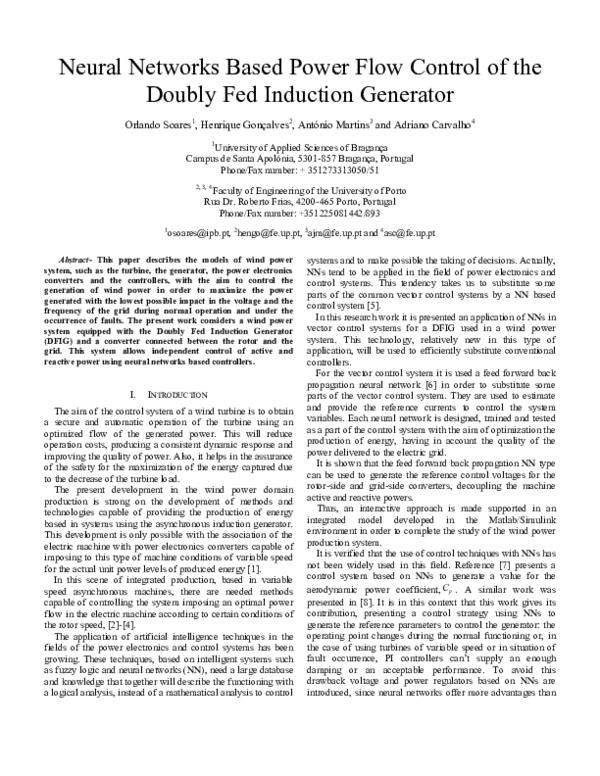 (PDF) Neural networks based power flow control of the doubly fed ...