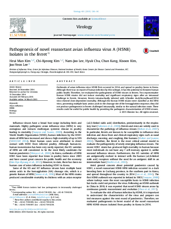 (PDF) Pathogenesis of novel reassortant avian influenza virus A (H5N8 ...
