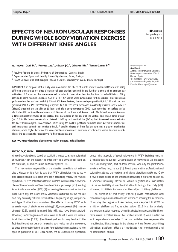 (PDF) Effects of Neuromuscular Responses During Whole Body Vibration ...