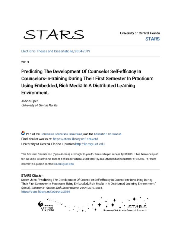 (PDF) Predicting The Development Of Counselor Self-efficacy In ...