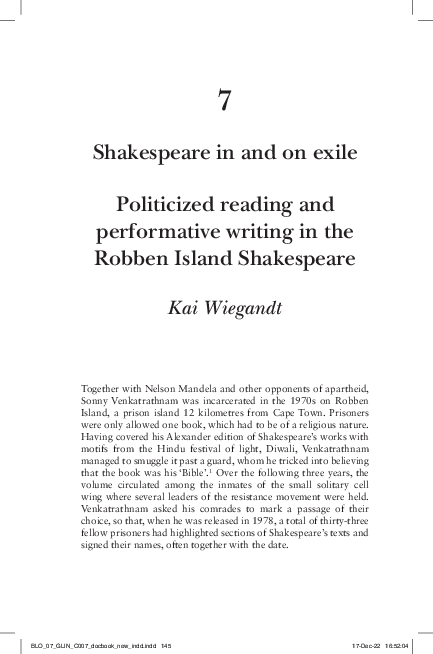 (PDF) Shakespeare in and on Exile: Politicized Reading and Performative ...
