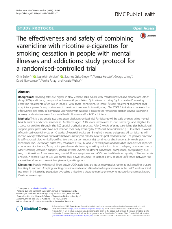 (PDF) The effectiveness and safety of combining varenicline with