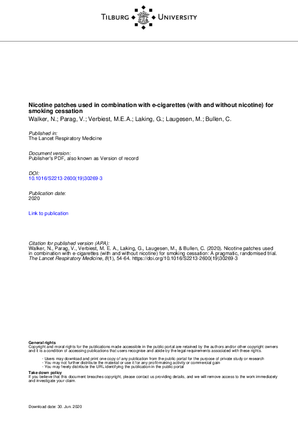(PDF) Nicotine patches used in combination with e-cigarettes (with and ...