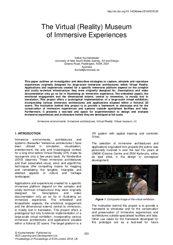 (PDF) The Virtual (Reality) Museum of Immersive Experiences