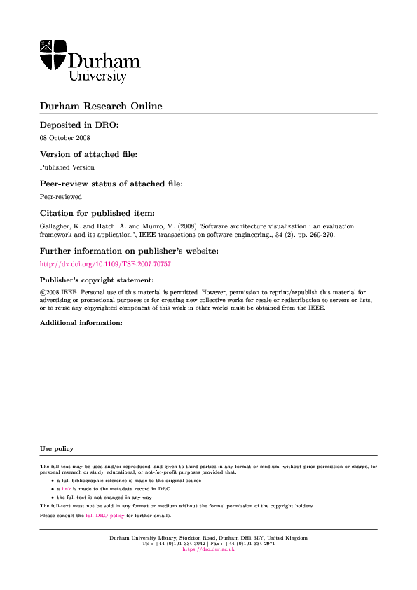 (PDF) Software Architecture Visualization: An Evaluation Framework and ...