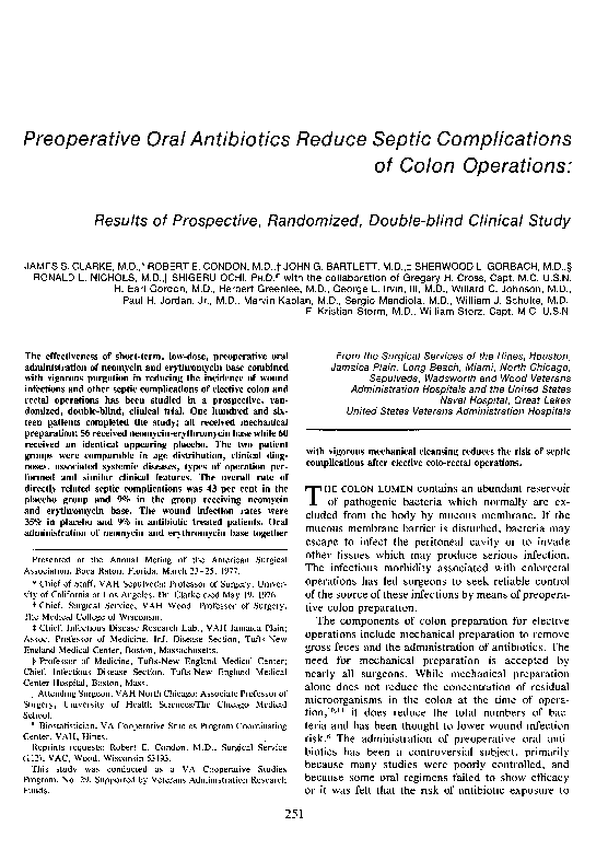 (PDF) Preoperative Oral Antibiotics Reduce Septic Complications of ...