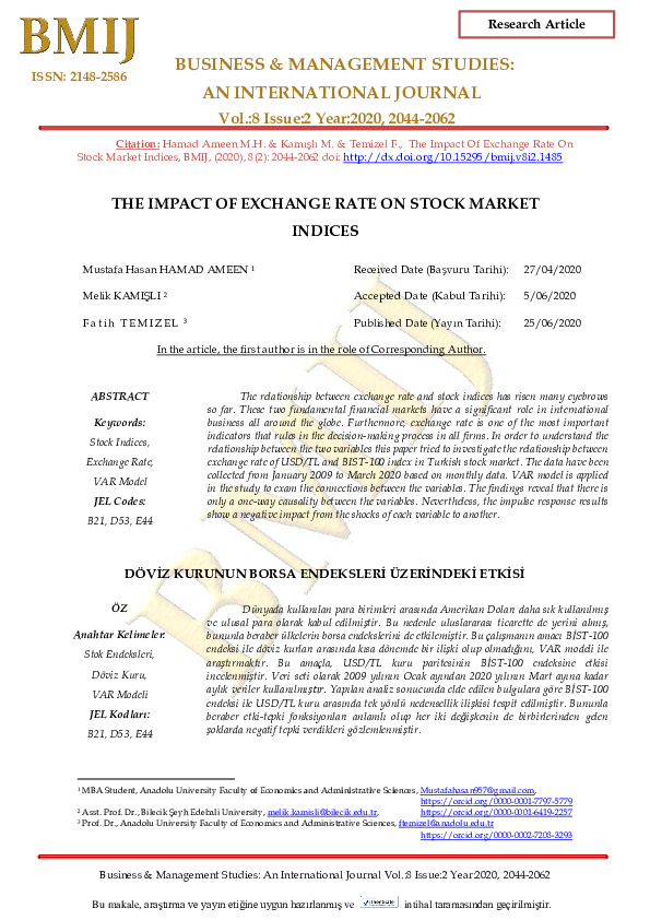 (PDF) The Impact of Exchange Rate on Stock Market Indices