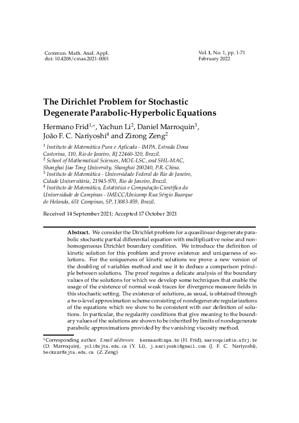 (PDF) The Dirichlet Problem for Stochastic Degenerate Parabolic ...