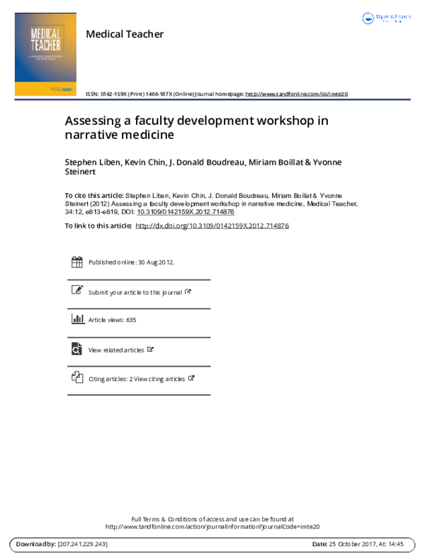 (PDF) Assessing a faculty development workshop in narrative medicine