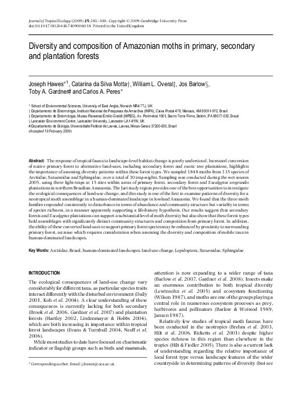 (PDF) Diversity and composition of Amazonian moths in primary ...
