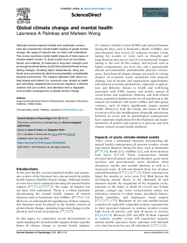 (PDF) Global climate change and mental health
