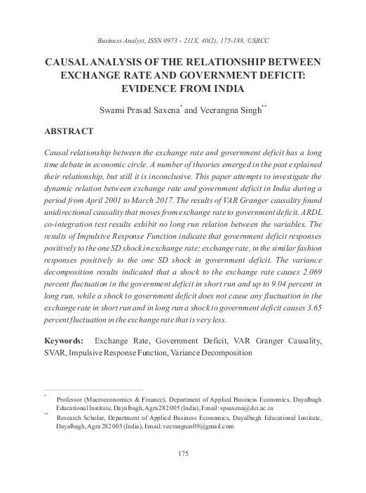 (PDF) Causal Analysis of the Relationship between Exchange Rate and ...