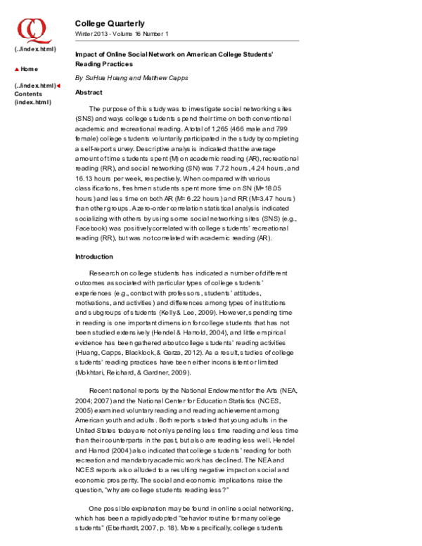 (PDF) Impact of Online Social Network on American College Students ...