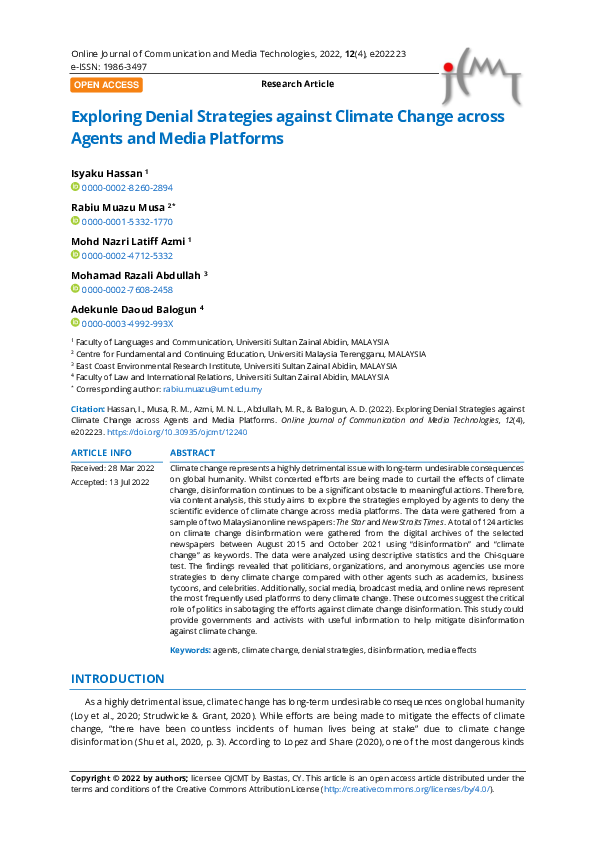 Exploring Denial Strategies against Climate Change across Agents and Media Platforms