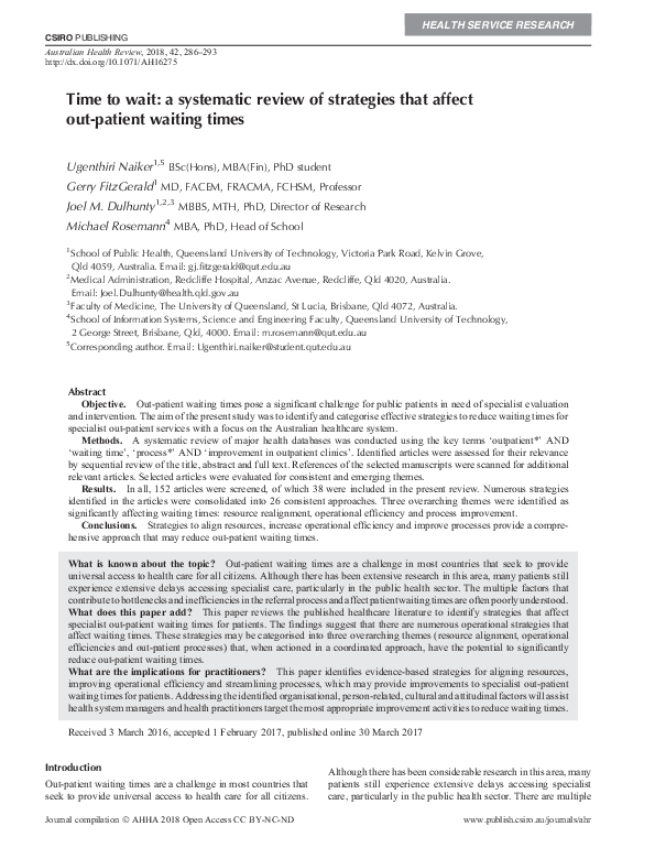 (PDF) Time to wait: a systematic review of strategies that affect out ...